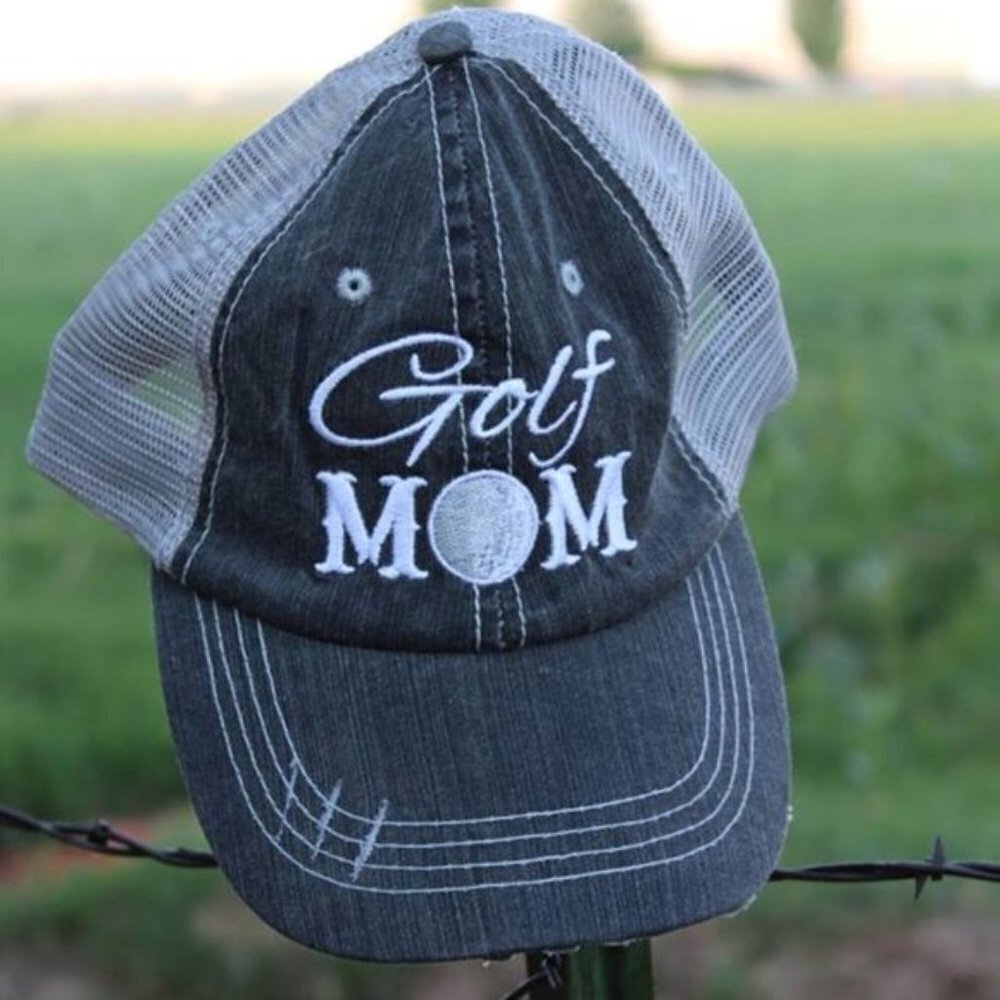 Golf Mom Hat Cap Sports Golfing Grey Gray Gift